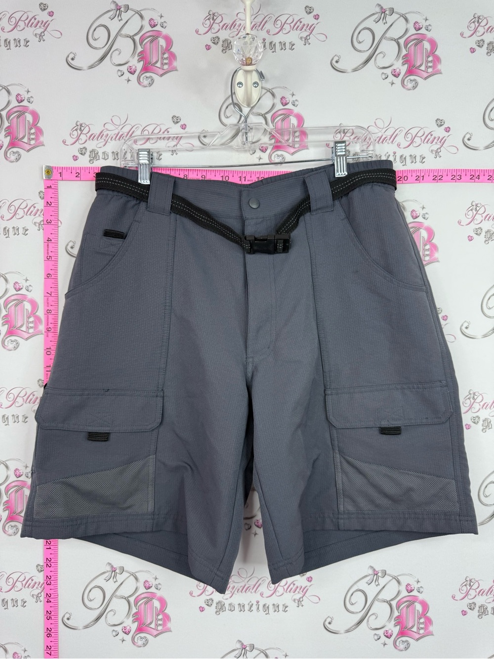 Avia Gray Men's Cargo Shorts with Webbing Belt